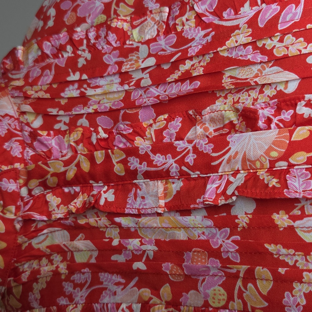 J. McLaughlin Harriet Silk-Blend Dark Orange Floral Midi Dress Size M - Picture 5 of 10